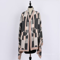 New arrival winter fake cashmere scarf color block with little tassels pashmina poncho